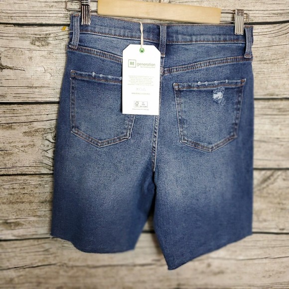 Regeneration High Rise Bermuda Short Womens Juniors 5/27 Blue Distressed NWT - Picture 3 of 9